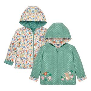 Reversible Floral and Polka Dot Hooded Jojo Maman Bebe 6-12 Month Jacket
